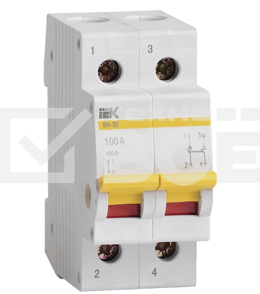 Выключатель нагрузки Iek MNV10-2-100 (мини-рубильник) ВН-32 2Р 100А ИЭК
