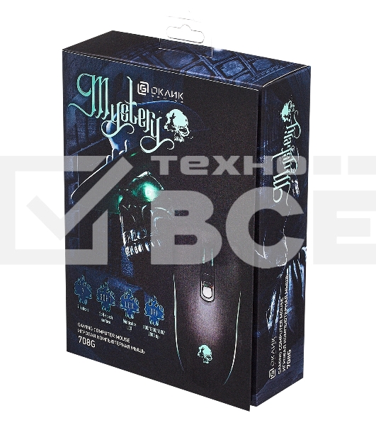 Мышь Oklick 708G MYSTERY черный оптическая (3200dpi) USB (7but)