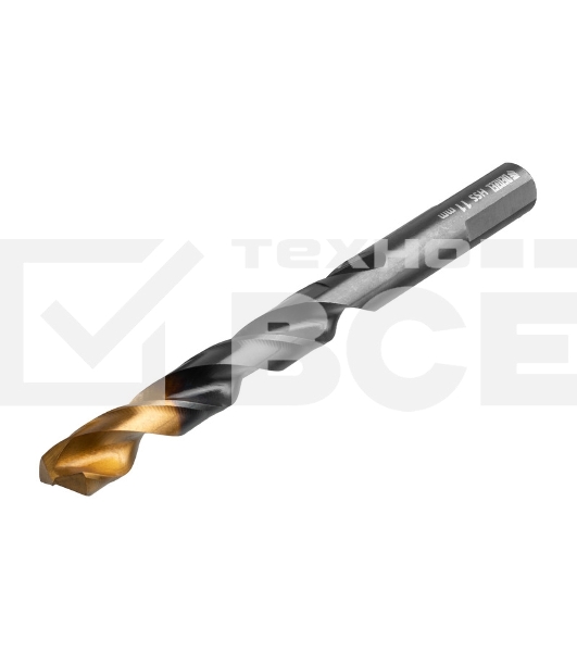 Сверло по металлу, 11 мм, HSS-Tin, Golden Tip, 6 шт. Denzel