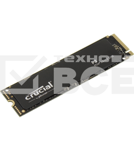 Накопитель SSD Crucial P3, 1Tb, M.2 2280, PCIe 3.0 x4, NVMe, R/W 3500/3000