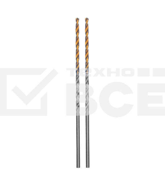 Сверло спиральное по металлу 2,5 х 95 мм Р6М5, Golden Tip, удлиненное, 2шт. Denzel