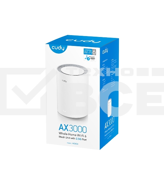 Бесшовный Mesh роутер Cudy M1800 (M1800 1-PACK) AX1800 10/100/1000BASE-TX/Wi-Fi белый