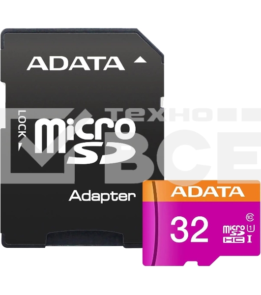 Флеш карта microSDHC 32GB ADATAUHS-1 CL10 (AUSDH32GUICL10-RA1) + SD adaptor