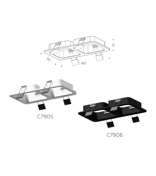 Корпус светильника C7906 SBK черный песок 180*90*H32mm MR16 GU5.3