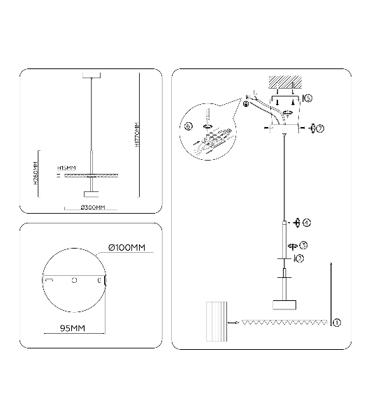 Светильник Ambrella light LH72603 BR/WH латунь/бежевый 6W 3000K D300*260-1770