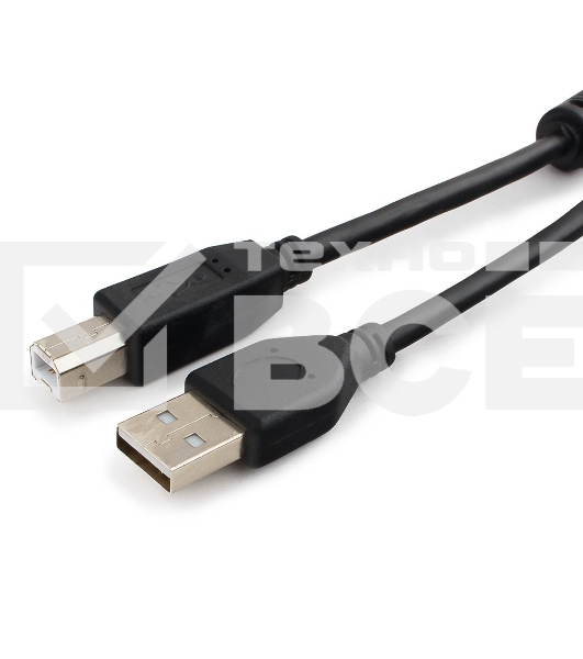 Кабель USB 2.0 Pro Cablexpert CCF2-USB2-AMBM-6, AM/BM, 1.8м, экран, 2феррит.кольца, черный, пакет