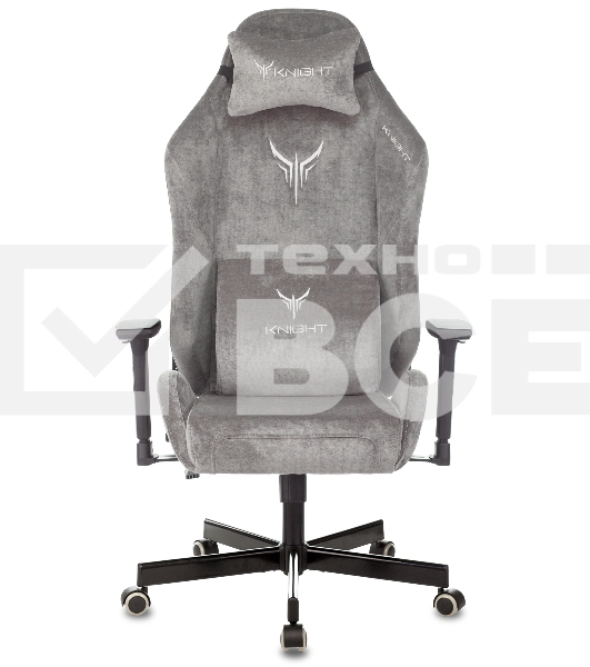 Кресло игровое Knight N1 Fabric серый Light-19 с подголов. крестовина металл