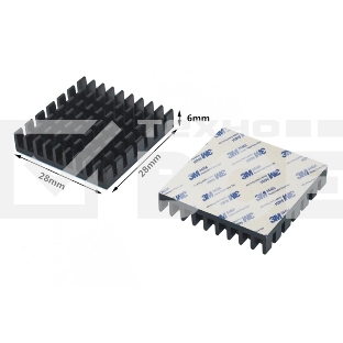 Аллюминиевый радиатор 3M 9448A 28х28х6 мм с термоскотчем