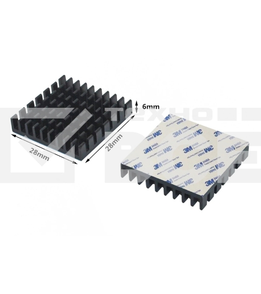 Аллюминиевый радиатор 3M 9448A 28х28х6 мм с термоскотчем