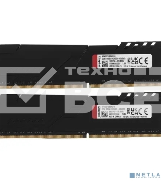 Оперативная память Kingston Fury Beast, DDR4, 16GB (2x8GB), 3200MHz, CL16, с радиатором, чёрный