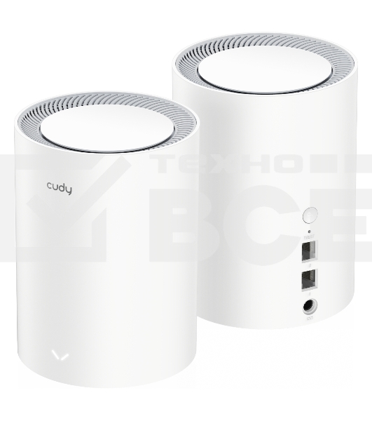 Бесшовный Mesh роутер Cudy M1800 (M1800 2-PACK) AX1800 10/100/1000BASE-TX/Wi-Fi белый (упак.:2шт)