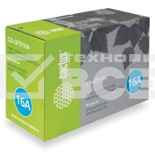 Картридж лазерный Cactus CS-Q7516A для принтеров HP LaserJet 5200/5200N; Canon LBP 3500 черный 12000 стр.