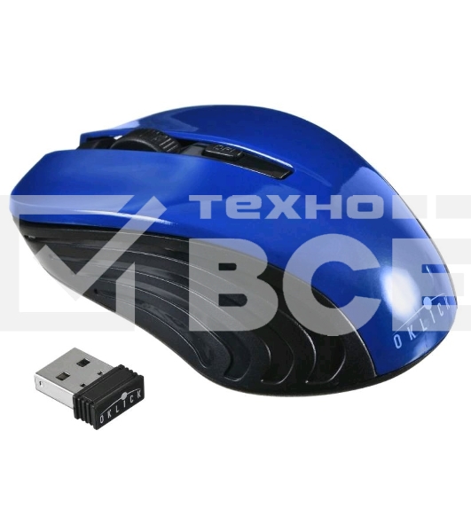 Мышь беспроводная Oklick 545MW черный/синий, 1600 dpi, радиоканал, USB, кнопки - 4