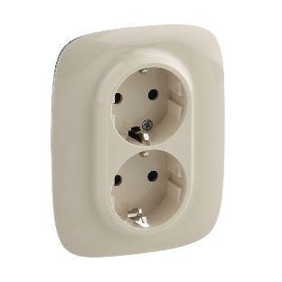 Силовая розетка двойная Valena ALLURE 2х2К+З 16А 250В с лицевой панелью. С защитными шторками. Безвинтовые зажимы. Слоновая кость Valena ALLURE. Силовая розетка двойная 2х2К+З 16А 250В с лицевой панелью. С защитными шторками. Безвинтовые зажимы. Слоновая кость