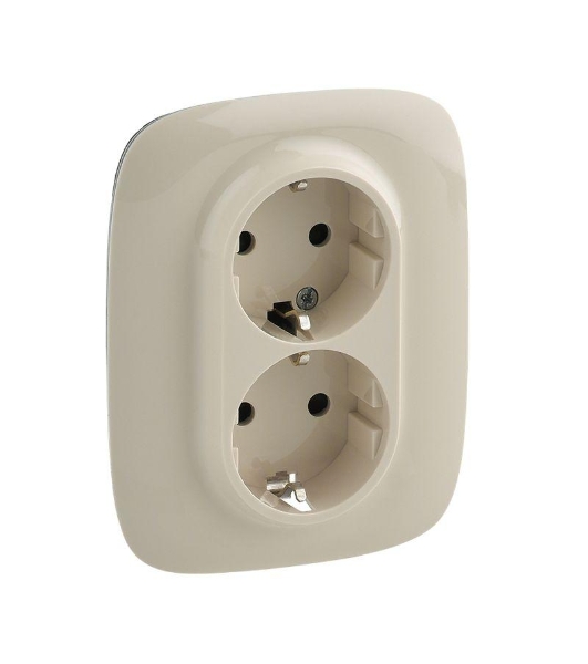 Силовая розетка двойная Valena ALLURE 2х2К+З 16А 250В с лицевой панелью. С защитными шторками. Безвинтовые зажимы. Слоновая кость Valena ALLURE. Силовая розетка двойная 2х2К+З 16А 250В с лицевой панелью. С защитными шторками. Безвинтовые зажимы. Слоновая кость