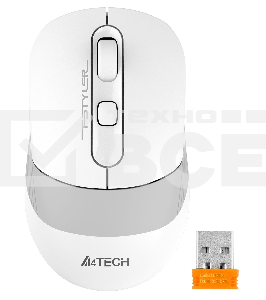 Мышь беспроводная A4Tech Fstyler FB10C белый/серый, 2000 dpi, радиоканал, Bluetooth, USB, кнопки - 4