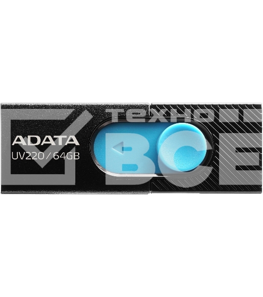 Флеш диск 64GB ADATA UV220, USB 2.0, черный/голубой