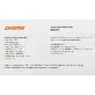 Накопитель SSD Digma Run P1, 1Tb, SATA III, 2.5