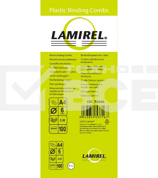 Пружины для переплета пластиковые Lamirel LA-7866602 6мм белый 100 шт