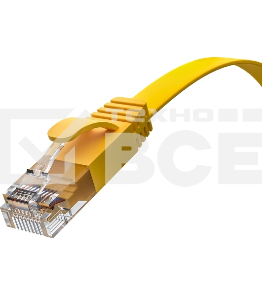 Патч-корд GCR  PROF плоский прямой 3.0m, UTP медь кат.6, желтый, 30 AWG, ethernet high speed 10 Гбит/с, RJ45, T568B, GCR-52829