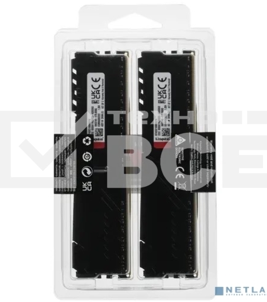Оперативная память Kingston Fury Beast, DDR4, 16GB (2x8GB), 3200MHz, CL16, с радиатором, чёрный