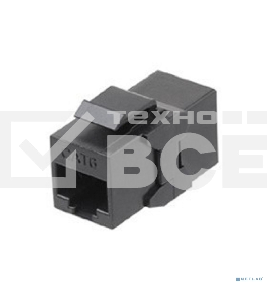 Монтажное оборудование Hyperline CA2-KJ-C6-BK Проходной адаптер (coupler), RJ-45(8P8C) формата Keystone Jack, категория 6, 4 пары, черный