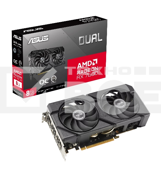 Видеокарта Asus AMD Radeon RX 7600 8Gb PCI-E DUAL-RX7600-O8G-EVO 128bit GDDR6 2280/18000 HDMIx1 DPx3 HDCP Ret