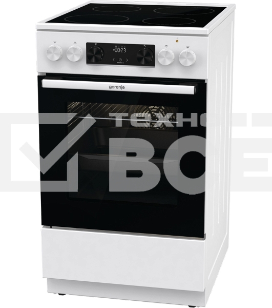 Плита электрическая Gorenje GEC5C61WG белый, конфорок 4 электрических, духовка 70 л, 50 см x 85 см x 59.4 см (без крышки)
