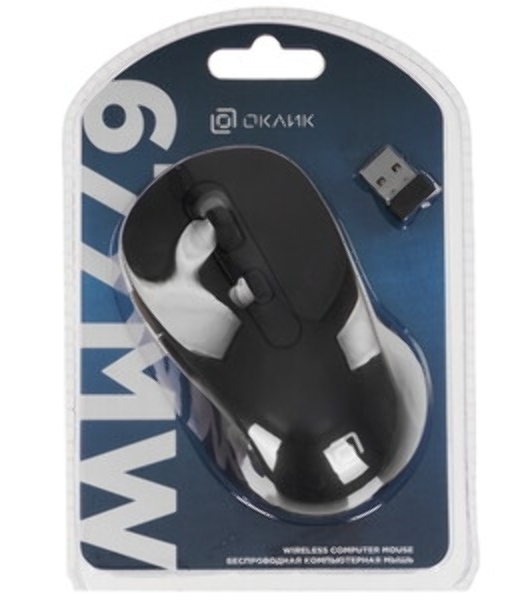 Мышь беспроводная Oklick 677MW черный, 1600 dpi, радиоканал, USB, кнопки - 6
