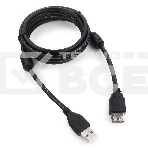 Кабель Cablexpert USB2.0 Pro CCF2-USB2-AMAF-6, AM/AF, 1.8м, экран, 2феррит.кольца, черный, пакет, фото 1
