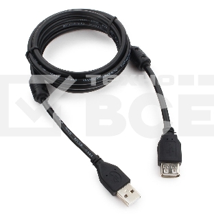 Кабель Cablexpert USB2.0 Pro CCF2-USB2-AMAF-6, AM/AF, 1.8м, экран, 2феррит.кольца, черный, пакет