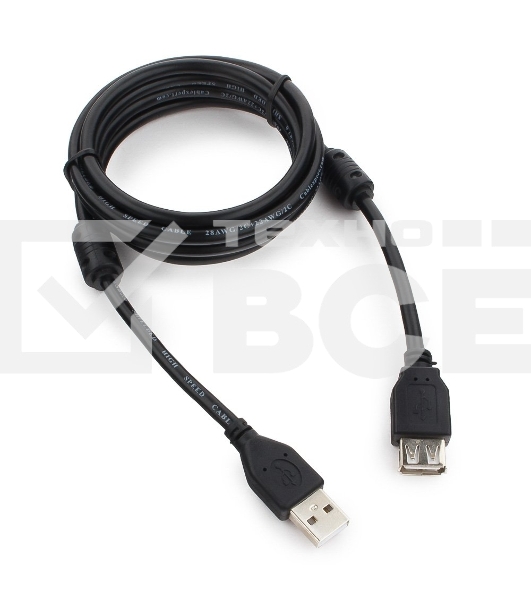 Кабель Cablexpert USB2.0 Pro CCF2-USB2-AMAF-6, AM/AF, 1.8м, экран, 2феррит.кольца, черный, пакет