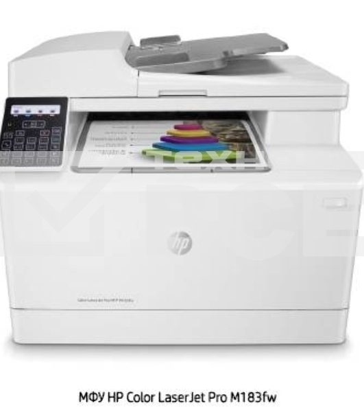 МФУ лазерный HP Color LaserJet Pro M183fw (7KW56A), A4, цветной, печ. до 16 стр/мин., скан. до 15 стр/мин. (ч/б) 8 стр/мин. (цвет), 600 x 600 dpi (печать) 1200x1200dpi (скан.), USB, RJ-45, Wi-Fi, Air Print, Mopria