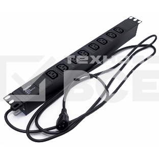 Блок силовых розеток Hyperline SHE19-(XX)IEC, IEC 60320 С13 х 8, вход IEC 60320 C14, 19