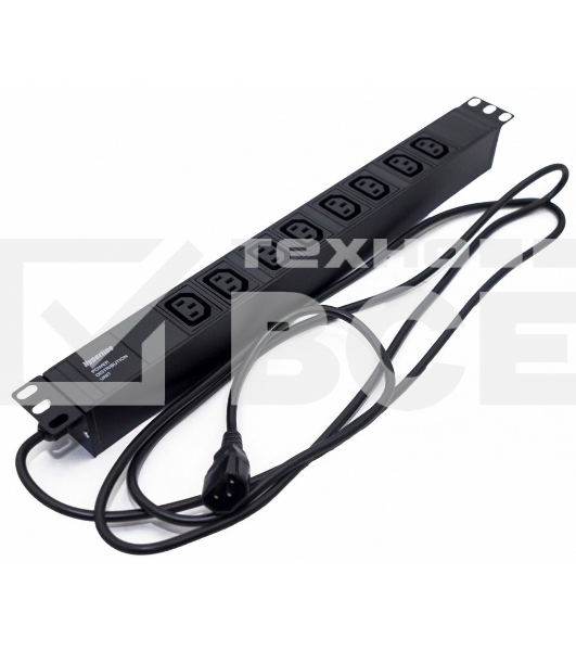 Блок силовых розеток Hyperline SHE19-(XX)IEC, IEC 60320 С13 х 8, вход IEC 60320 C14, 19