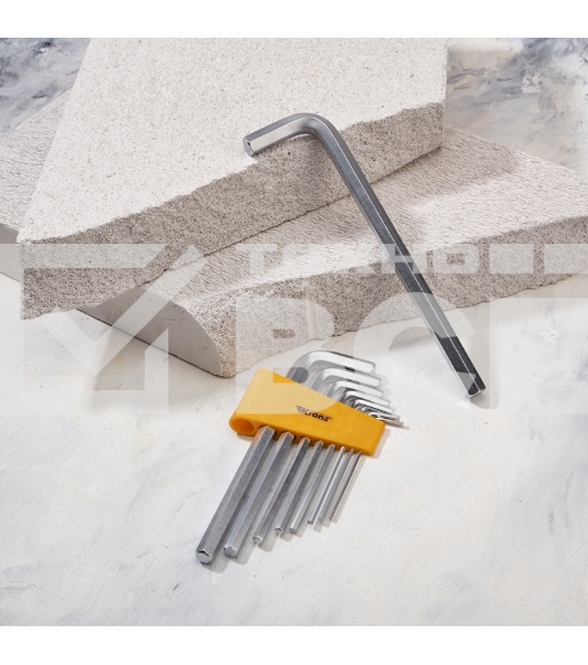 Набор ключей имбусовых HEX Kranz 2,0-12 мм, CrV, 9 шт., удлиненные