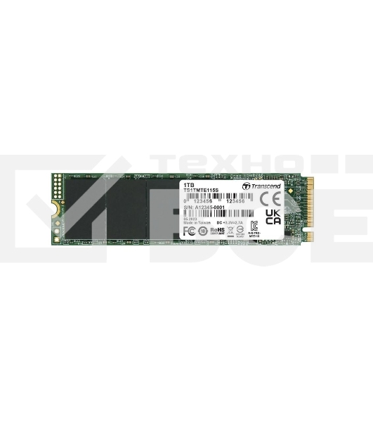 Накопитель SSD Transcend 115S, 1Tb, PCIe 3.0 x4, M.2 2280, NVMe, R/W 3200/2000
