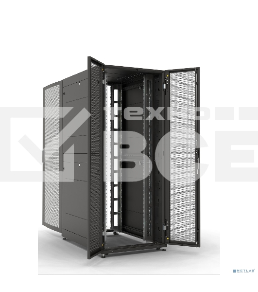 Шкаф серверный ПРОФ напольный 42U (800x1000) дверь перфор. 2 шт., черный, в сборе (ШТК-СП-42.8.10-44АА-9005)