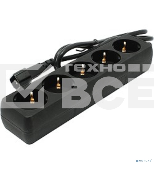 Сетевой фильтр для ИБП ExeGate EX221201RUS SPU-5-1.2B (5 розеток, 1.2м, UPS вилка IEC320-C14, черный)