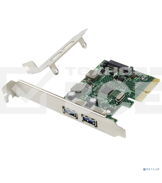 Контроллер ORIENT AM-U3142PE-2A, PCI-Ex4 v3.0, USB 3.2 Gen2, 2-port ext Type-A, ASM3142 chipset, разъем доп.питания, в комплекте LP планка крепления (31273)