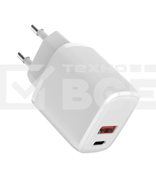Сетевое зарядное устройство USB QC (20W) + Type C PD (20W), белый Rexant