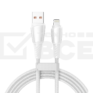 Кабель USB-A – Lightning для Apple, 2,4А, 1м, в белой нейлоновой оплетке Rexant