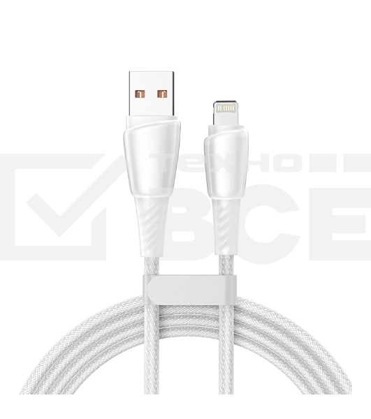 Кабель USB-A – Lightning для Apple, 2,4А, 1м, в белой нейлоновой оплетке Rexant