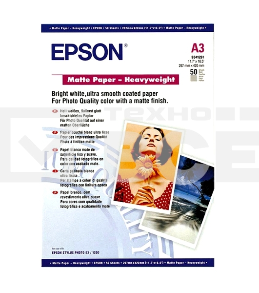 Фотобумага Epson C13S041261 A3/167г/м2/50л плотная матовая ярко-белая