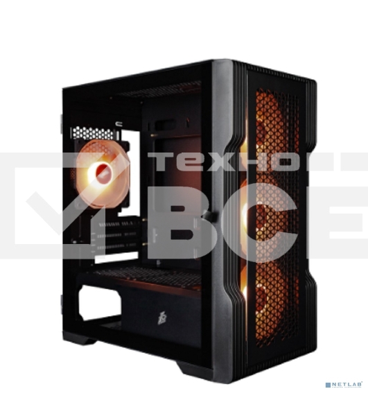 Компьютерный корпус 1STPLAYER TRILOBITE T3 ARGB черный mATX 4x120мм ARGB fans T3-BK-4F7