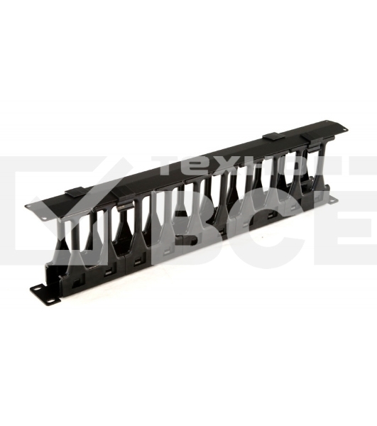 Кабельный организатор с крышкой Hyperline CMF-1U-FPL106-MCOV-RAL9005, глубина 106 мм, 19