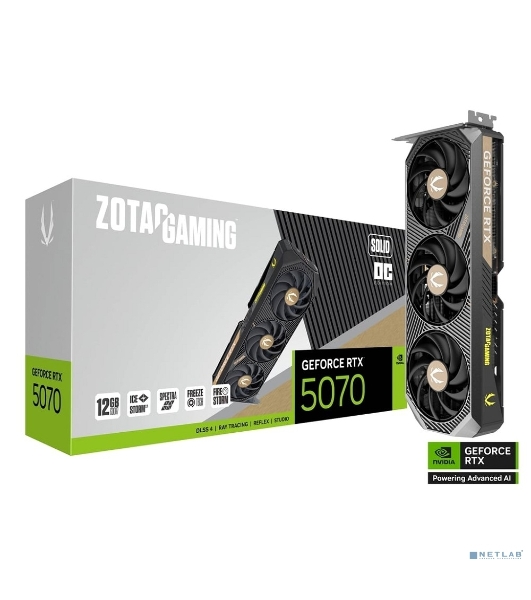 Видеокарта Zotac PCI-E 4.0 RTX 5070 SOLID OC NVIDIA GeForce RTX 5070 12Gb 192bit GDDR7 2542/28000 HDMIx1 DPx3 HDCP Ret
