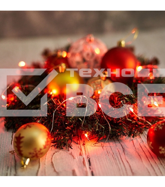 Гирлянда «Роса» 2 м, 20 диодов, цвет красный