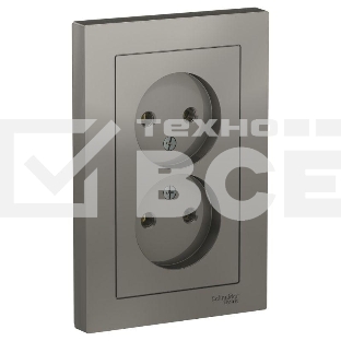 Розетка 2-м СП AtlasDesign 16А IP20 без заземл. в сборе сталь SchE ATN000920