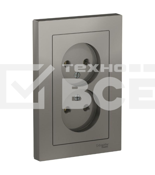 Розетка 2-м СП AtlasDesign 16А IP20 без заземл. в сборе сталь SchE ATN000920